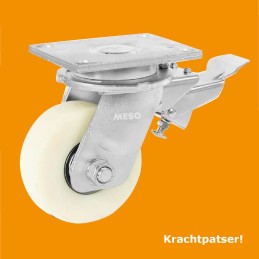 SUPER zwaarlast zwenkwiel met rem tot 2400 kg (Nylon)